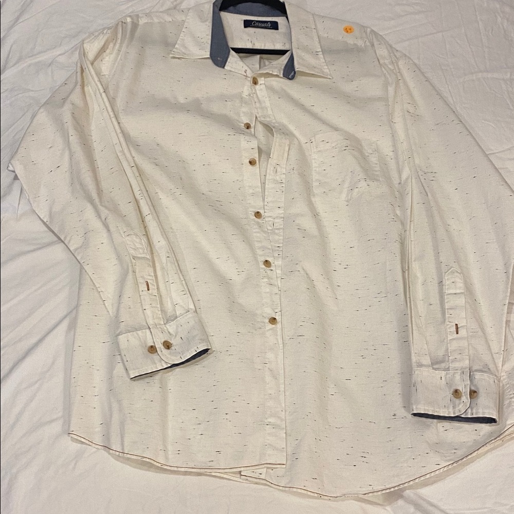 White With Black Chips Button Down